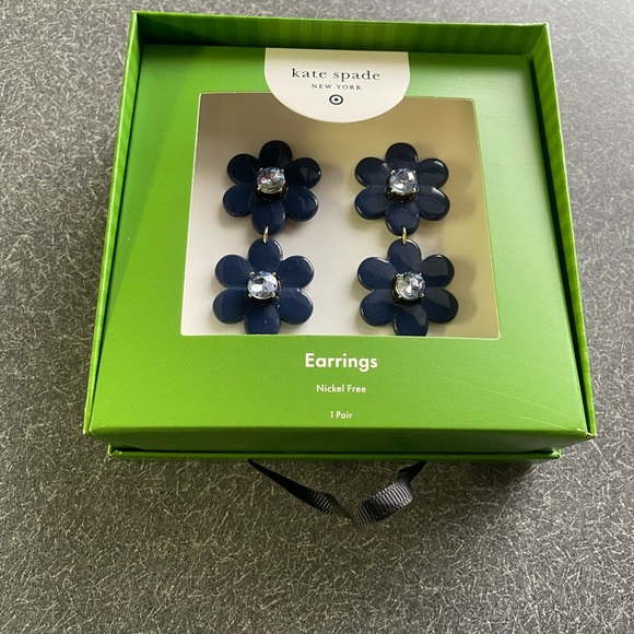 Kate Spade Navy Floral Earrings - Picture 5 of 6